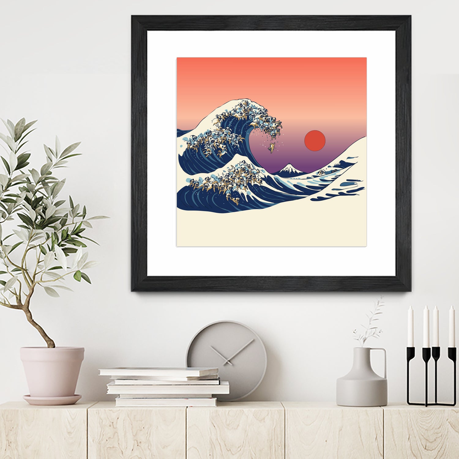 The Great Wave of Pug by ChalermPhol Harnchakkham on GIANT ART - orange digital drawing