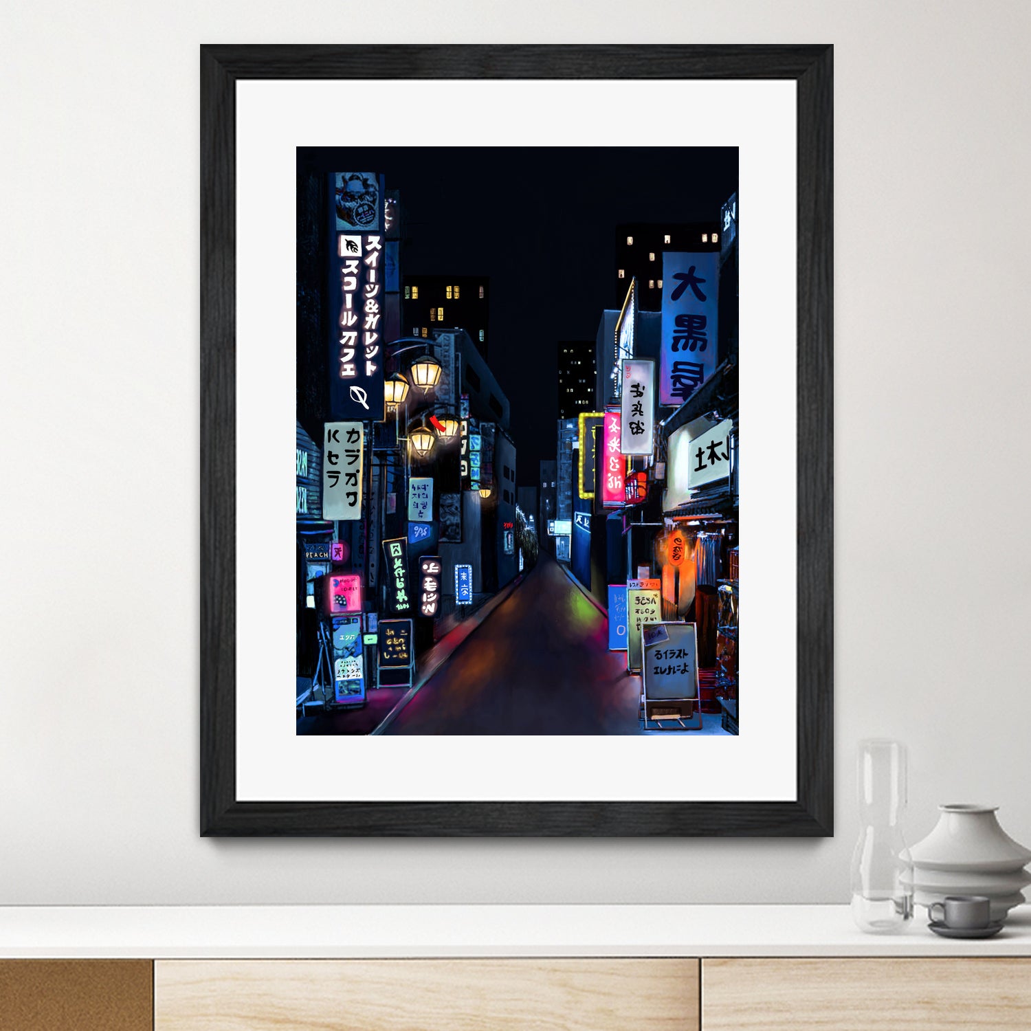 Tokyo Lights by Elena Stein on GIANT ART - blue digital painting