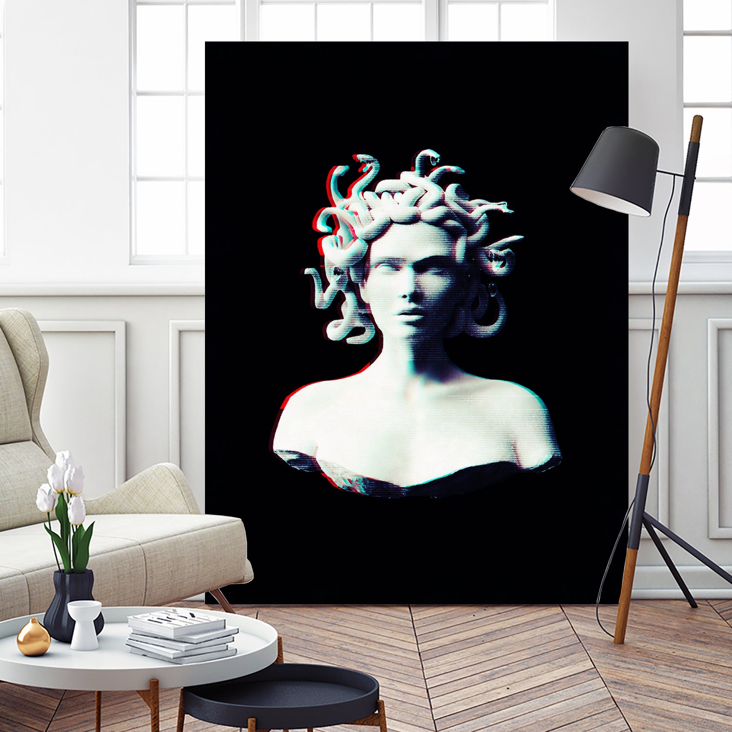 Medusa glitch by Menelaos Trompoukis on GIANT ART - black digital painting