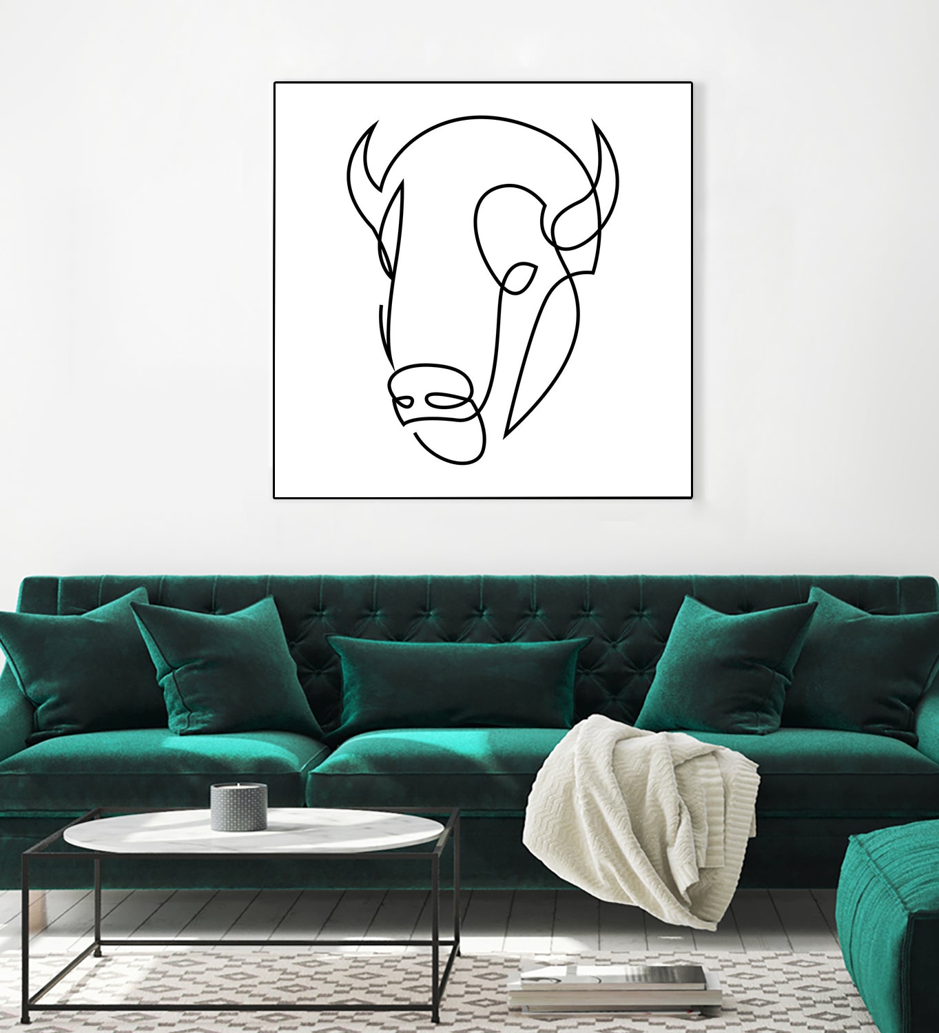 antiquity - one line bull art by Andrew Strugallo on GIANT ART - white digital drawing