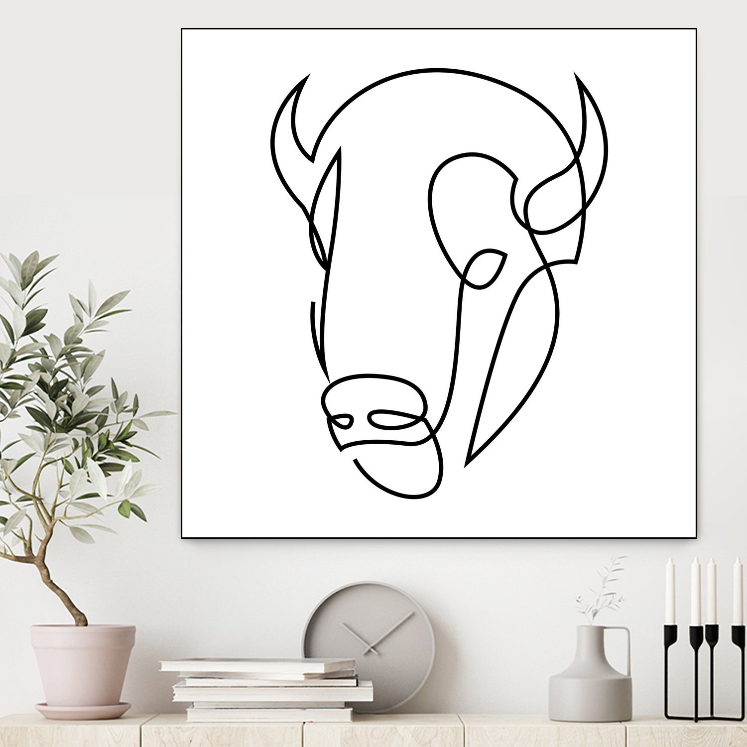 antiquity - one line bull art by Andrew Strugallo on GIANT ART - white digital drawing