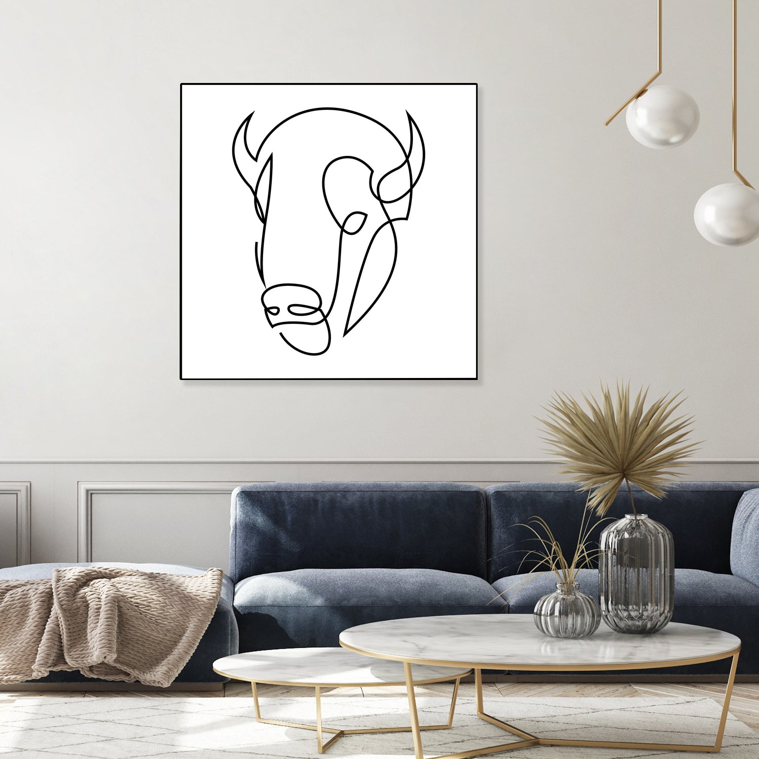 antiquity - one line bull art by Andrew Strugallo on GIANT ART - white digital drawing