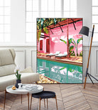 Vacay Villa | Blush Pink Summer Architecture | Tropical by Uma Gokhale on GIANT ART - pink digital painting