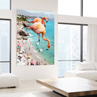 Flamingos on the Beach by Uma Gokhale on GIANT ART - orange photo illustration