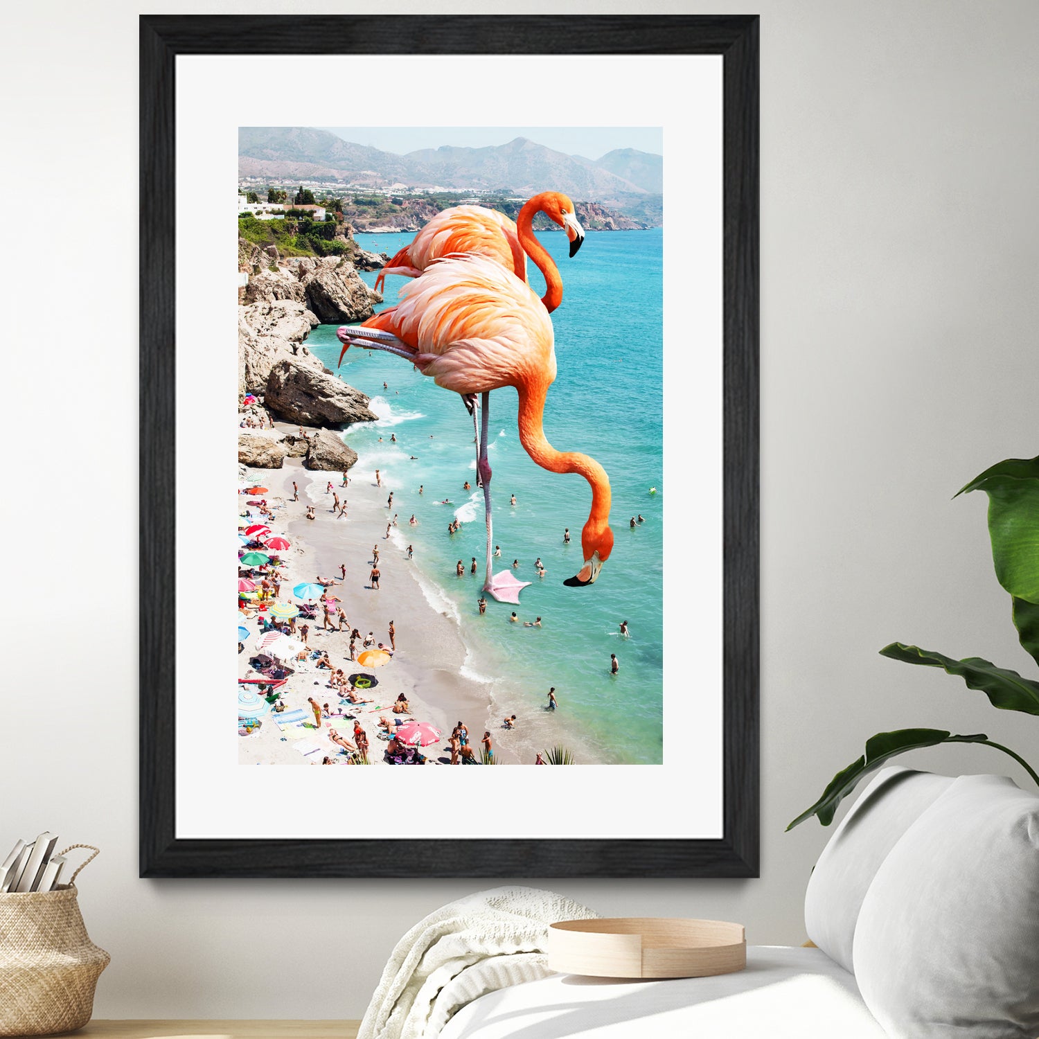 Flamingos on the Beach by Uma Gokhale on GIANT ART - orange photo illustration