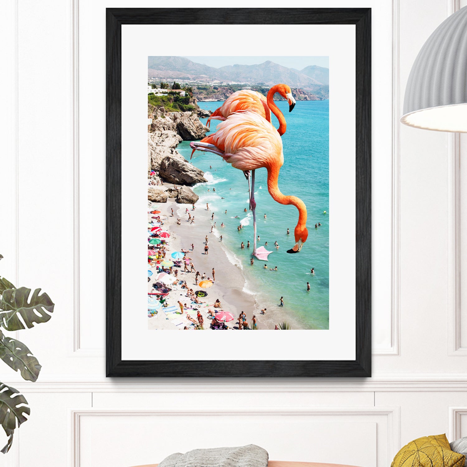 Flamingos on the Beach by Uma Gokhale on GIANT ART - orange photo illustration