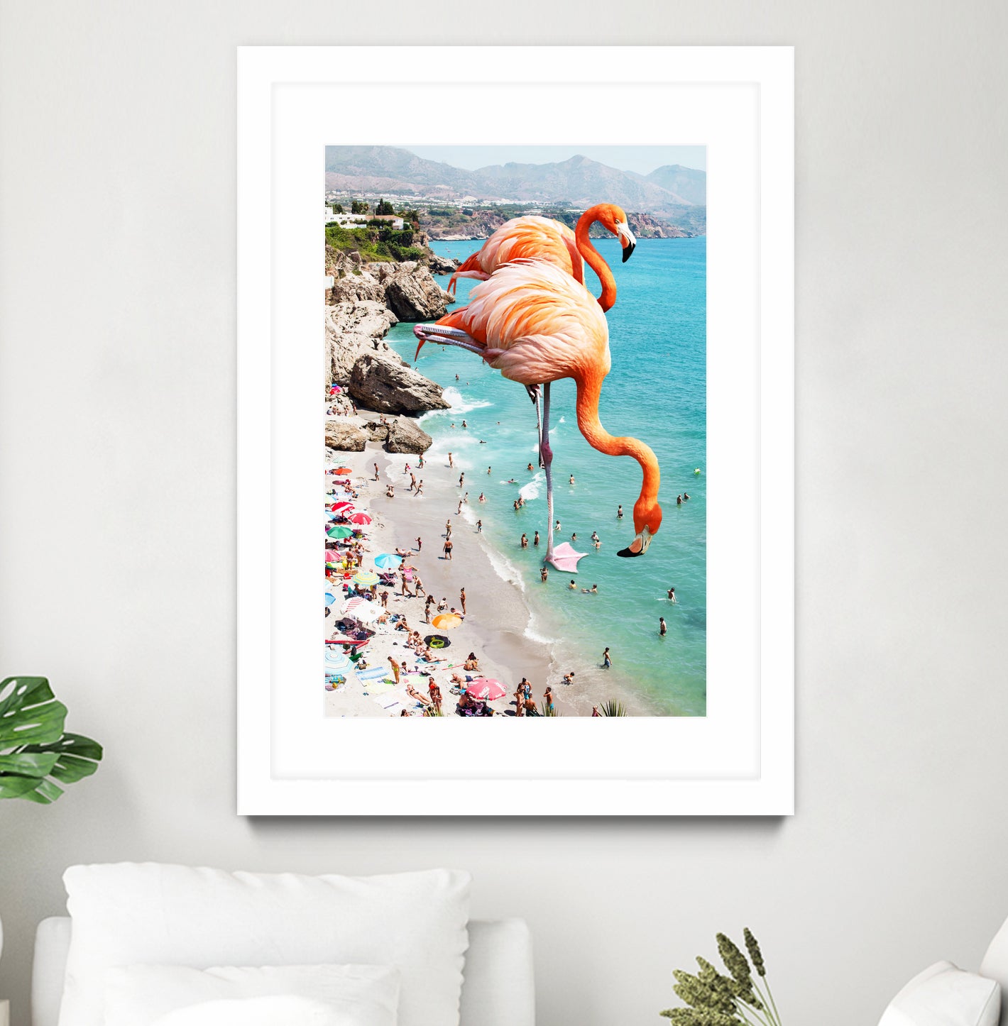 Flamingos on the Beach by Uma Gokhale on GIANT ART - orange photo illustration