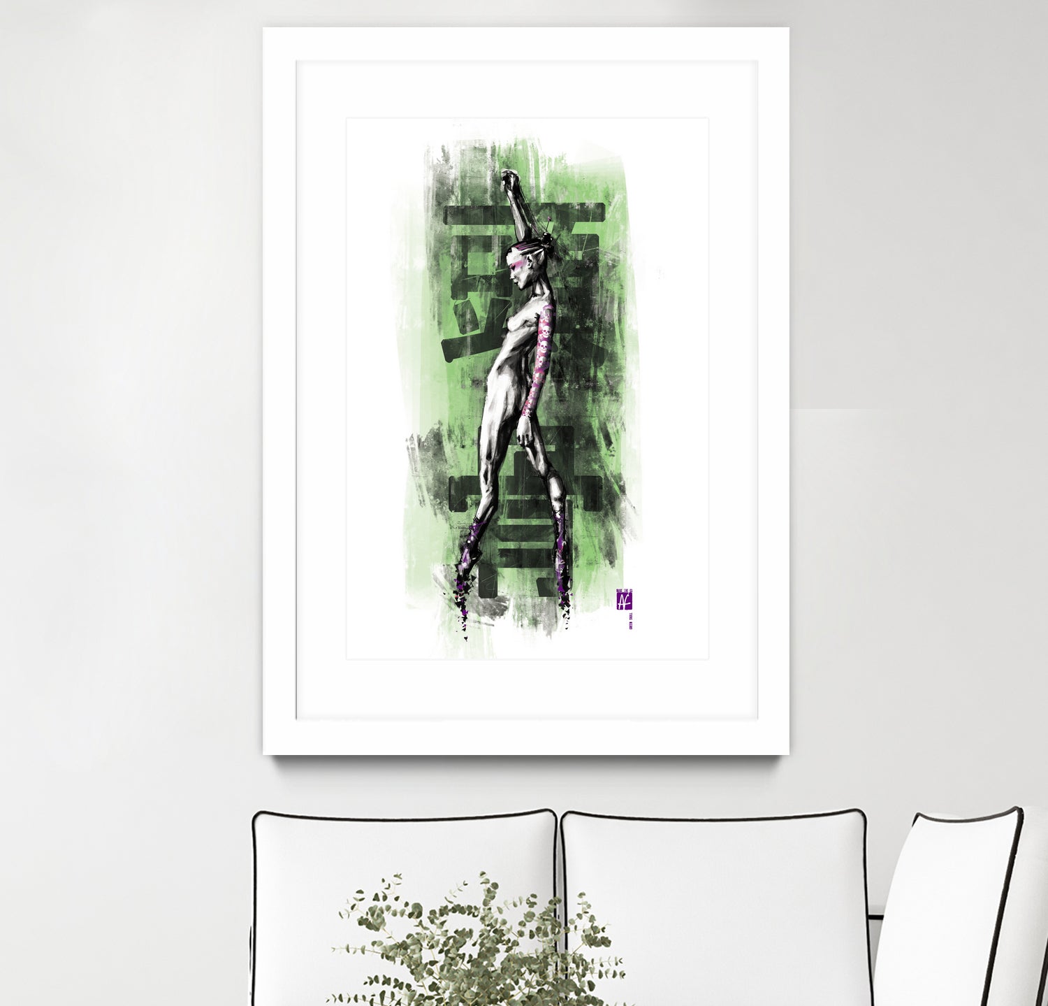 GreenSkull (Naked Ballerina No1) by Radoslav Karanović on GIANT ART - green digital drawing