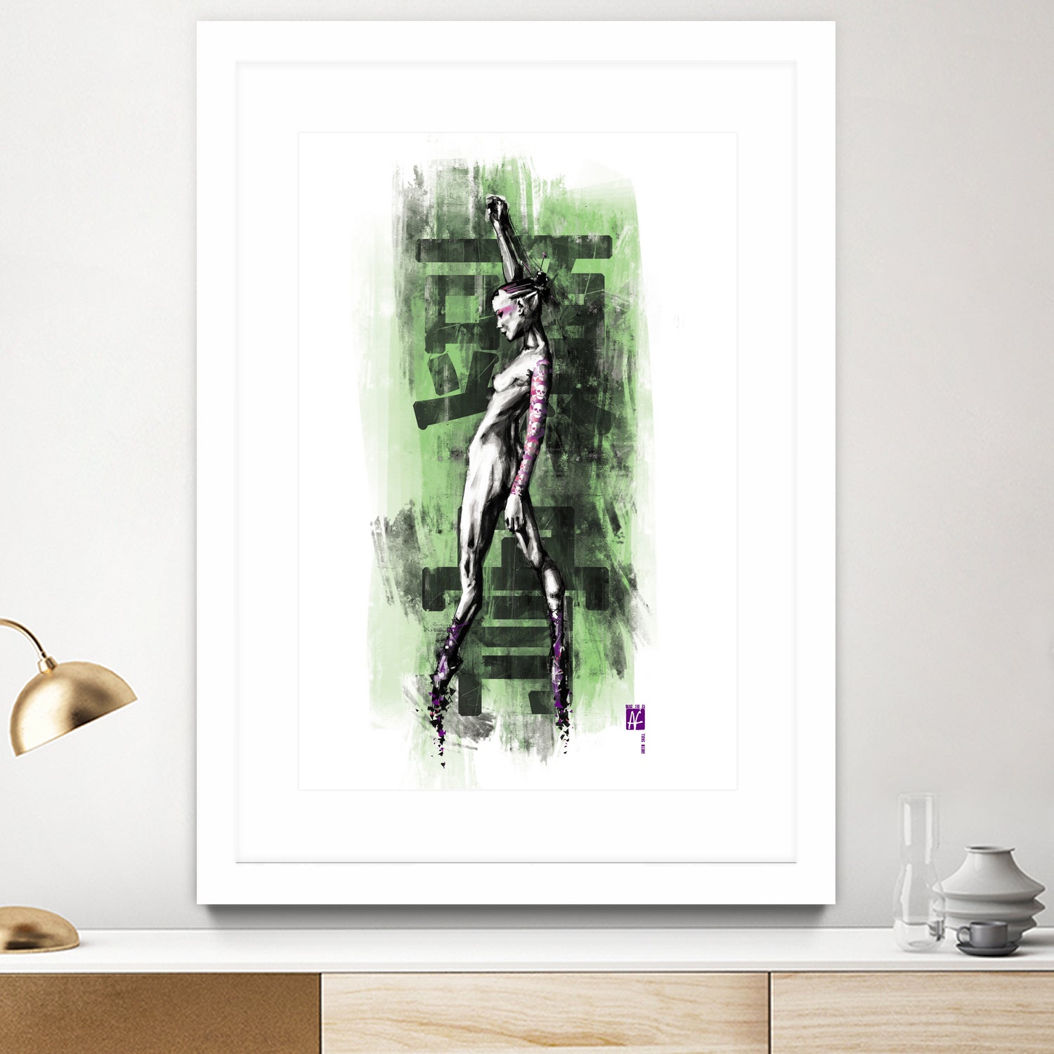 GreenSkull (Naked Ballerina No1) by Radoslav Karanović on GIANT ART - green digital drawing