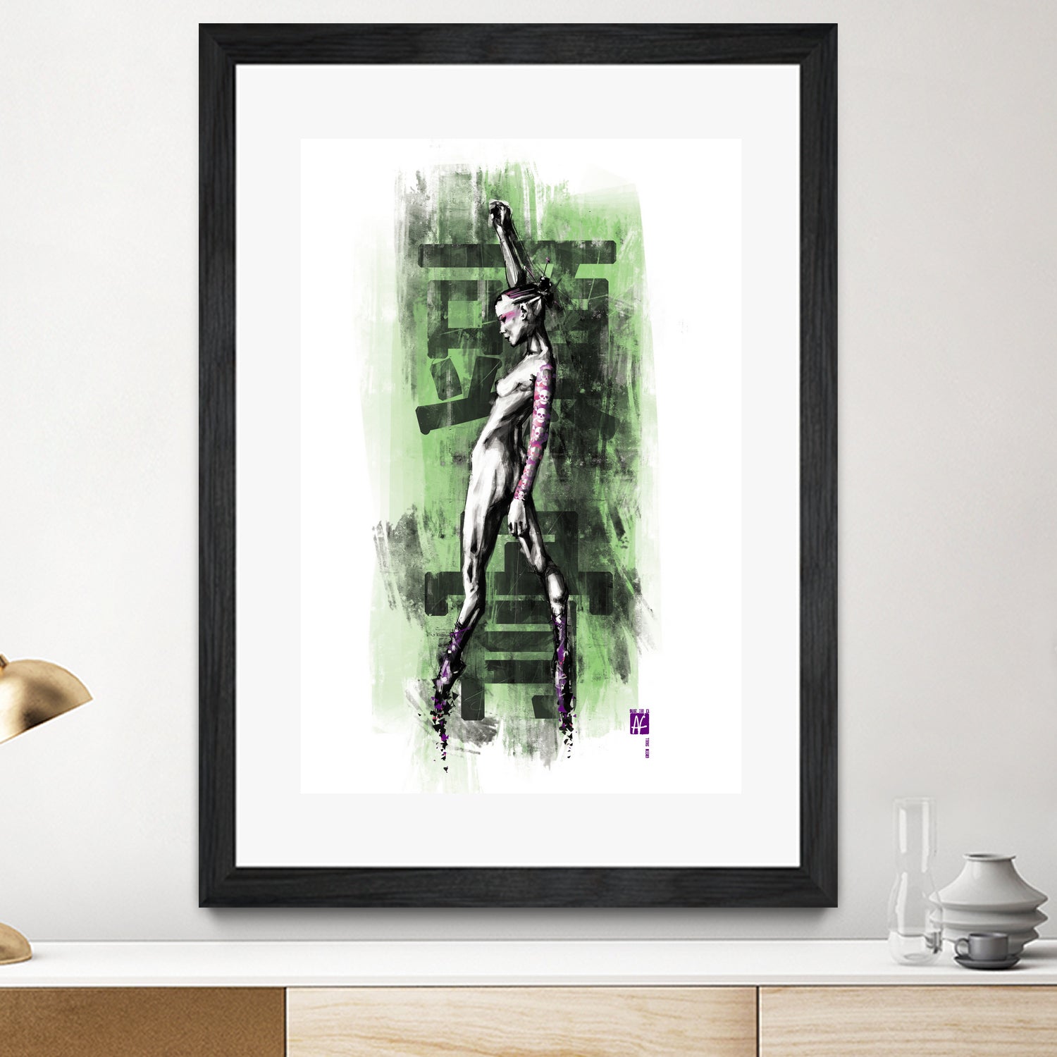 GreenSkull (Naked Ballerina No1) by Radoslav Karanović on GIANT ART - green digital drawing