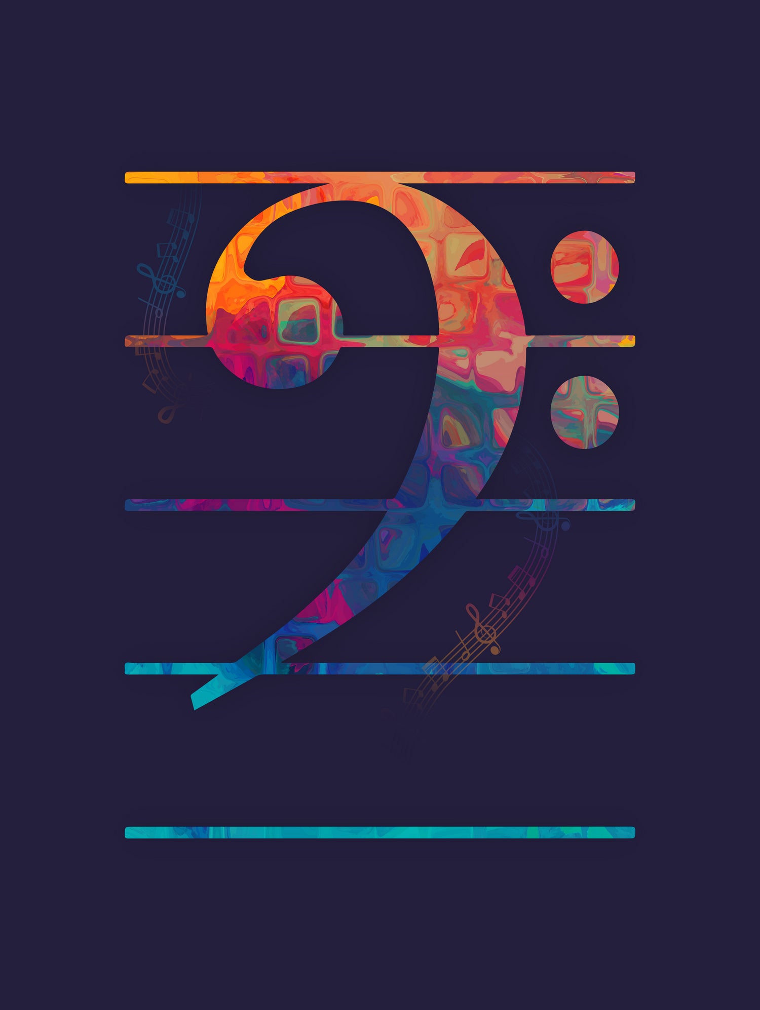 Bass Clef Color by Leandro Jorge on GIANT ART - blue vector illustration