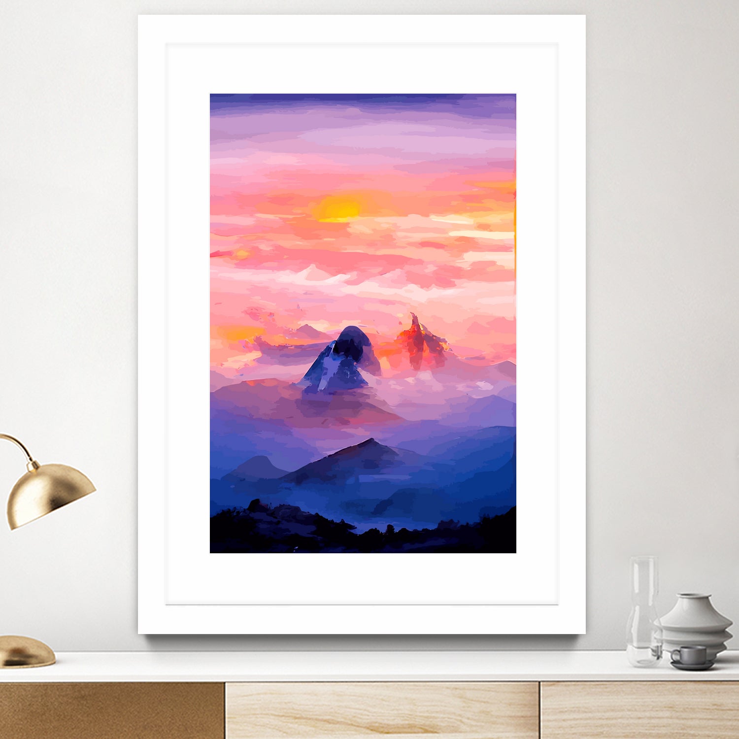 Sunrise Mountain by Andrius Zaxa on GIANT ART - orange digital painting