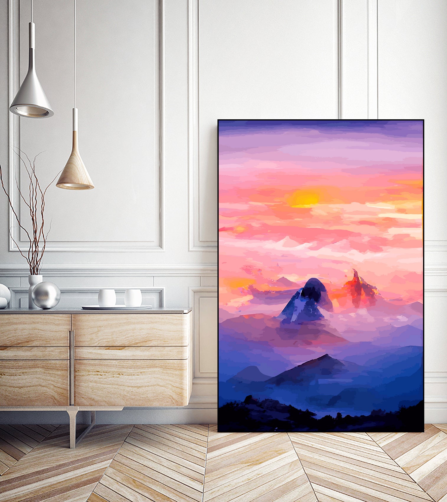 Sunrise Mountain by Andrius Zaxa on GIANT ART - orange digital painting