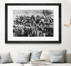 Marvel & DC Superheroes Lunch Atop A Skyscraper -B/W Edition by Dan Avenell on GIANT ART - gray digital painting