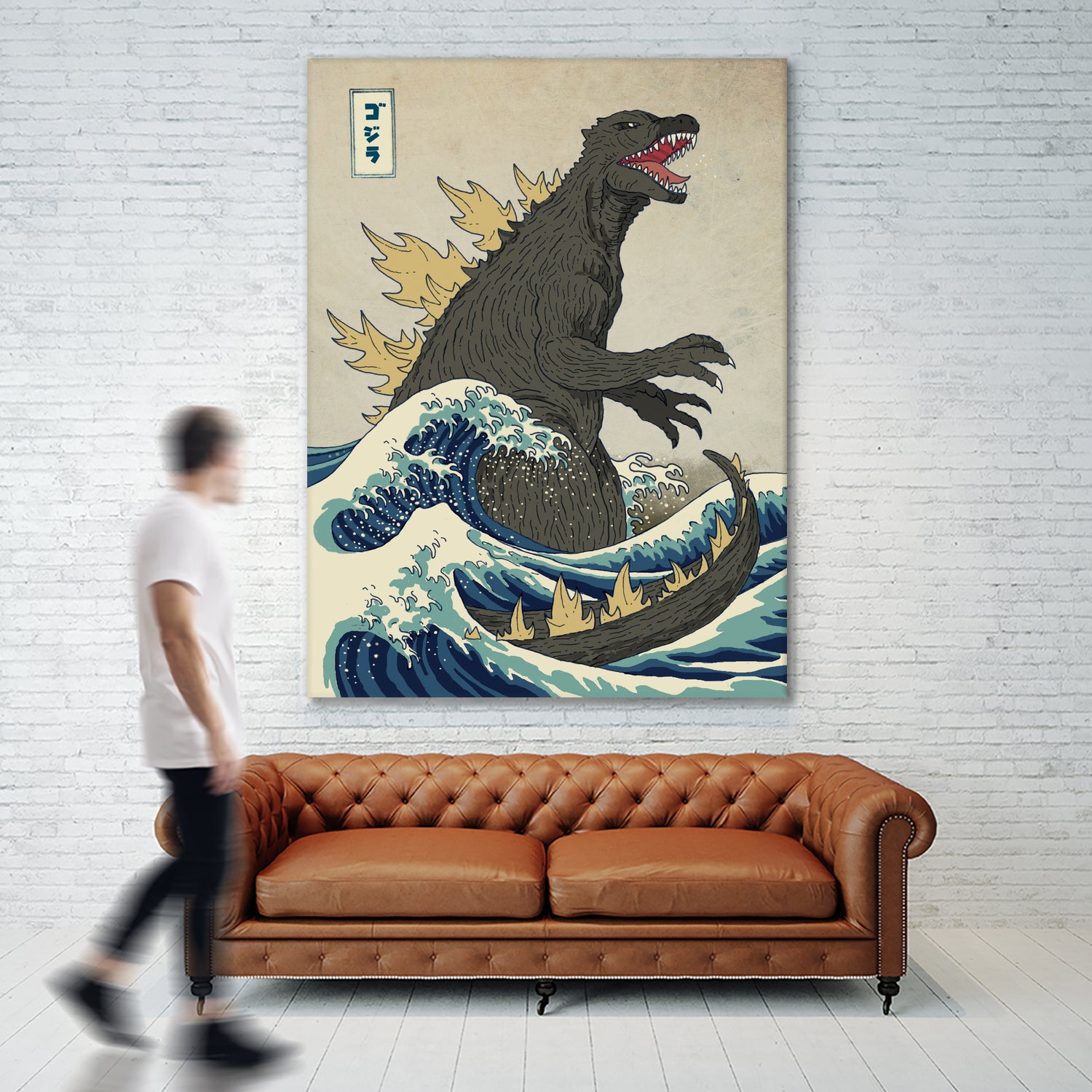 The Great Godzilla Off Kanagawa by Michael Buxton on GIANT ART - brown digital painting