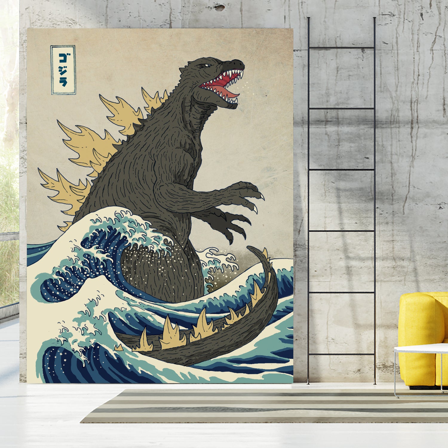 The Great Godzilla Off Kanagawa by Michael Buxton on GIANT ART - brown digital painting