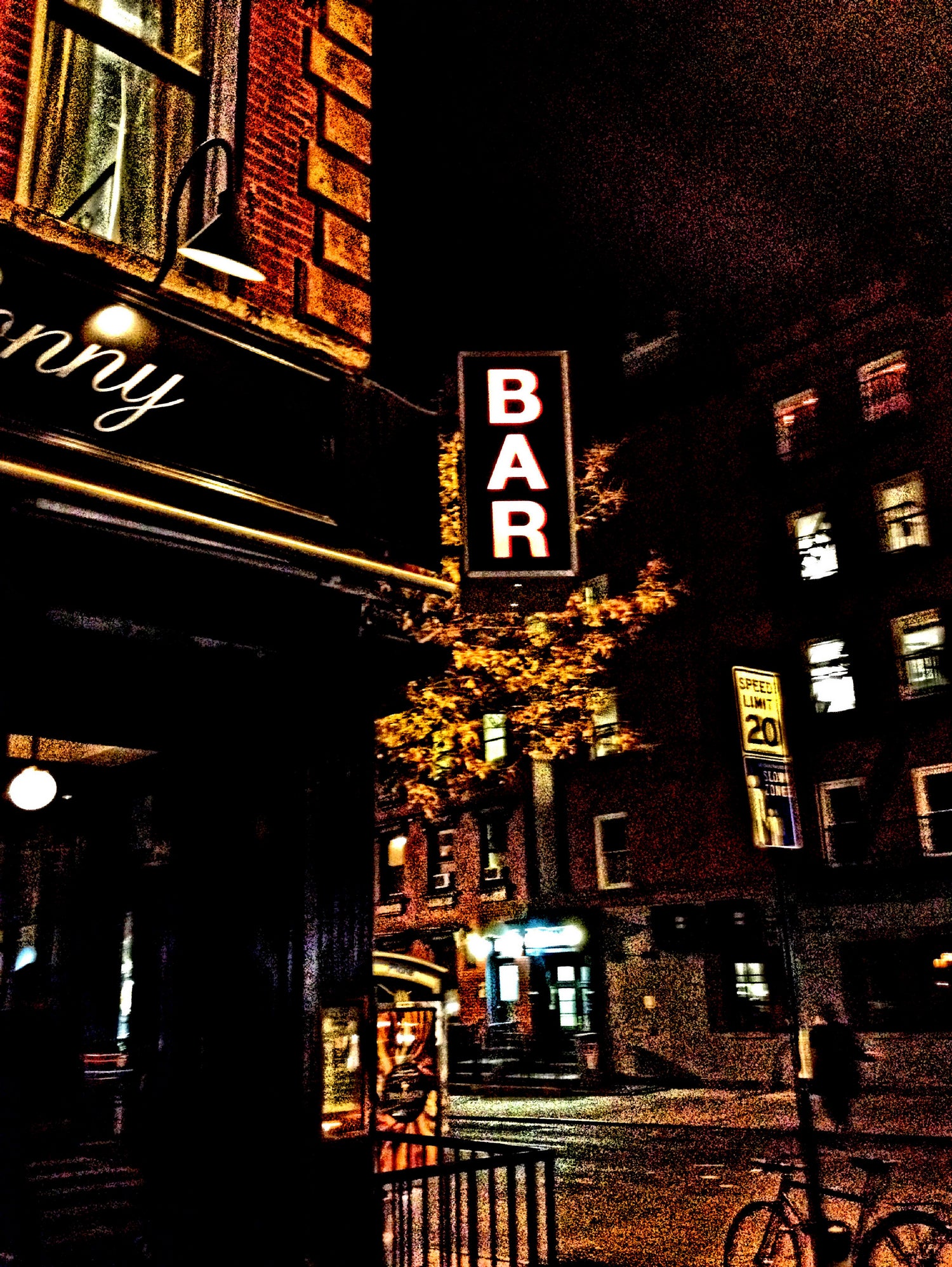 bar sign east village by Anthony Knott on GIANT ART - black photo manipulation