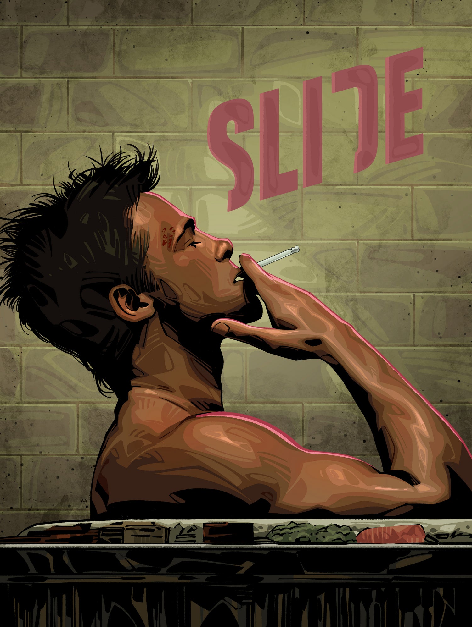 Fight Club Slide by Nikita Abakumov on GIANT ART - gray digital painting