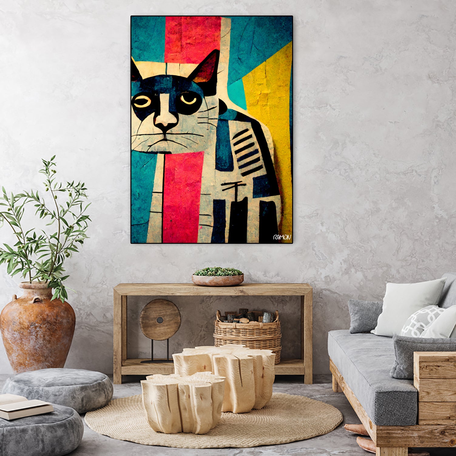 Abstract Art Cat by Ramon Souza on GIANT ART - white digital painting