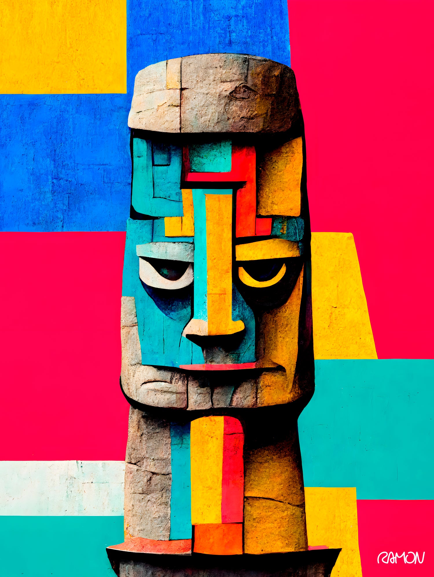 Moai Statue by Ramon Souza on GIANT ART - yellow digital painting