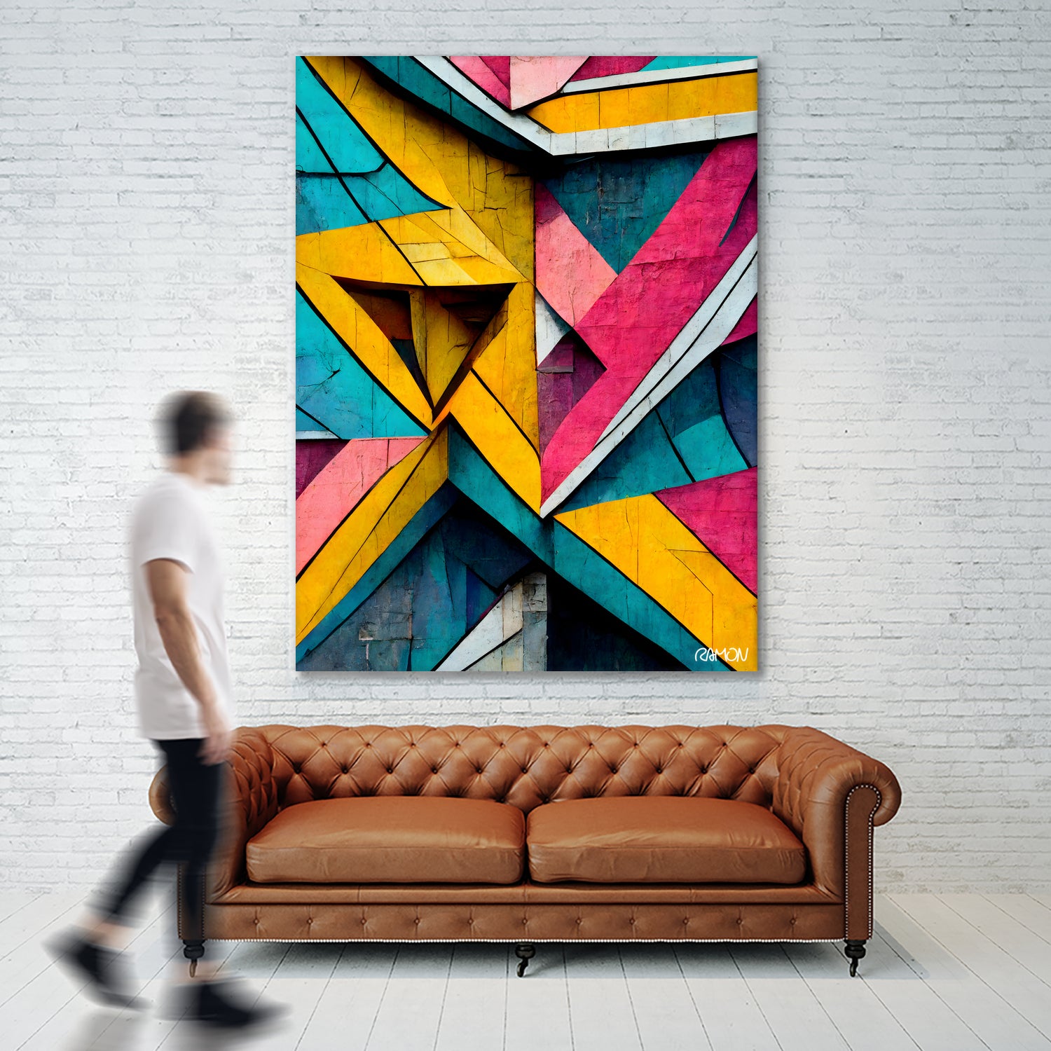 Origami Wall by Ramon Souza on GIANT ART - blue digital painting