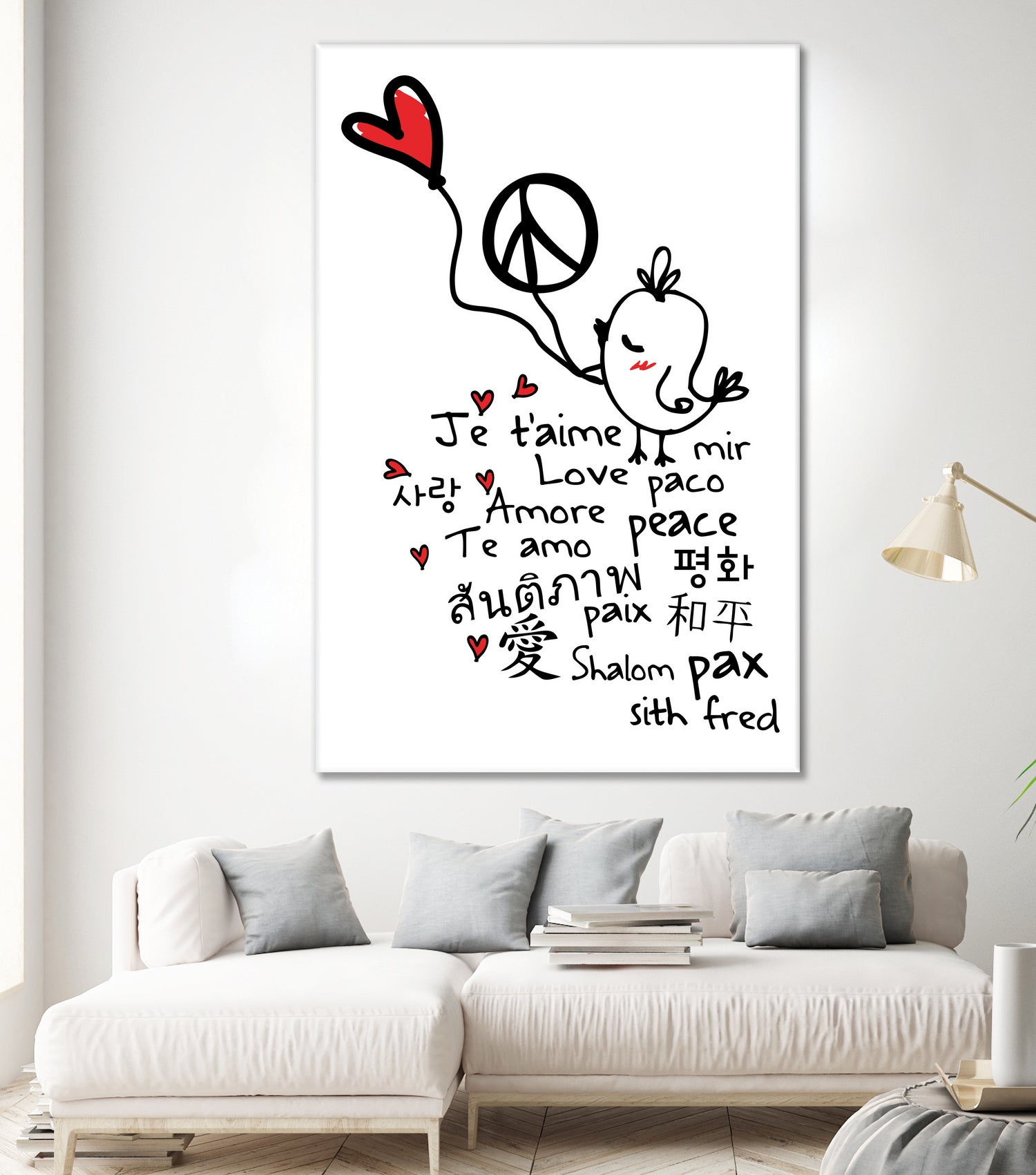 peace and love bird by Cindy Shim on GIANT ART - black typography