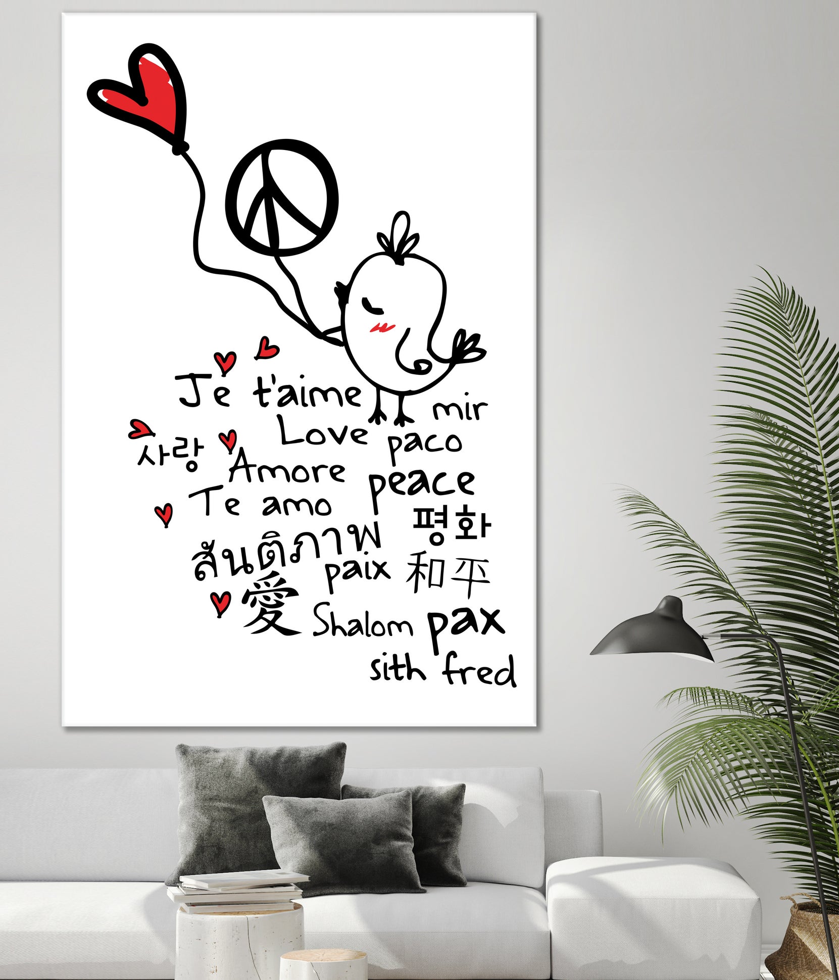 peace and love bird by Cindy Shim on GIANT ART - black typography