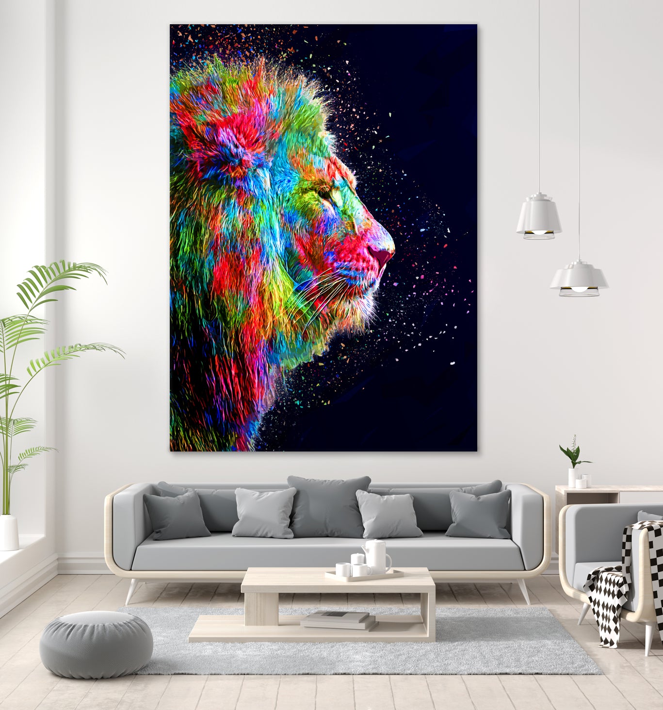 Colored Lion by Milos Karanovic on GIANT ART - black photo illustration