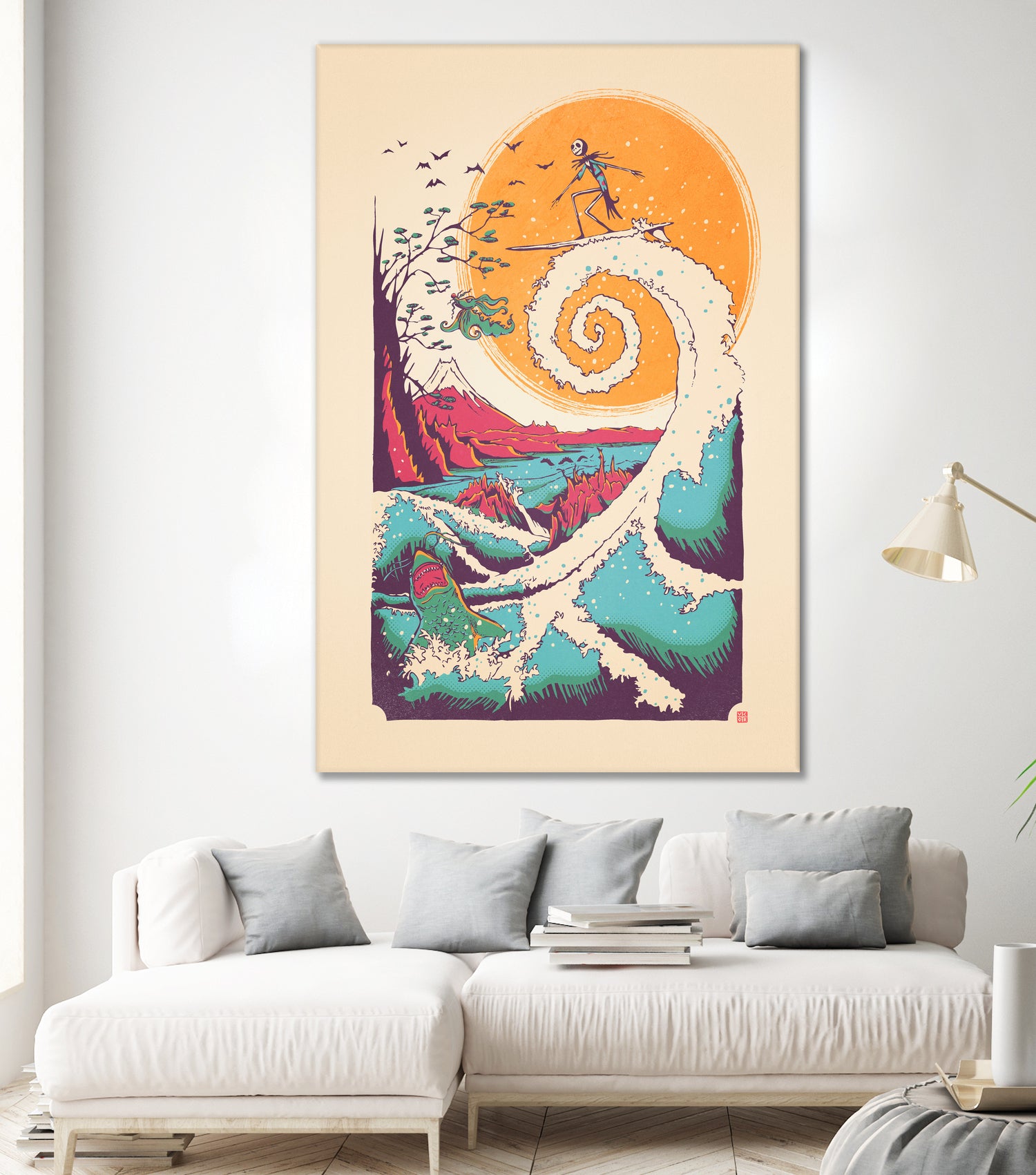 Surf Before Christmas by Victor Vercesi on GIANT ART - yellow digital drawing