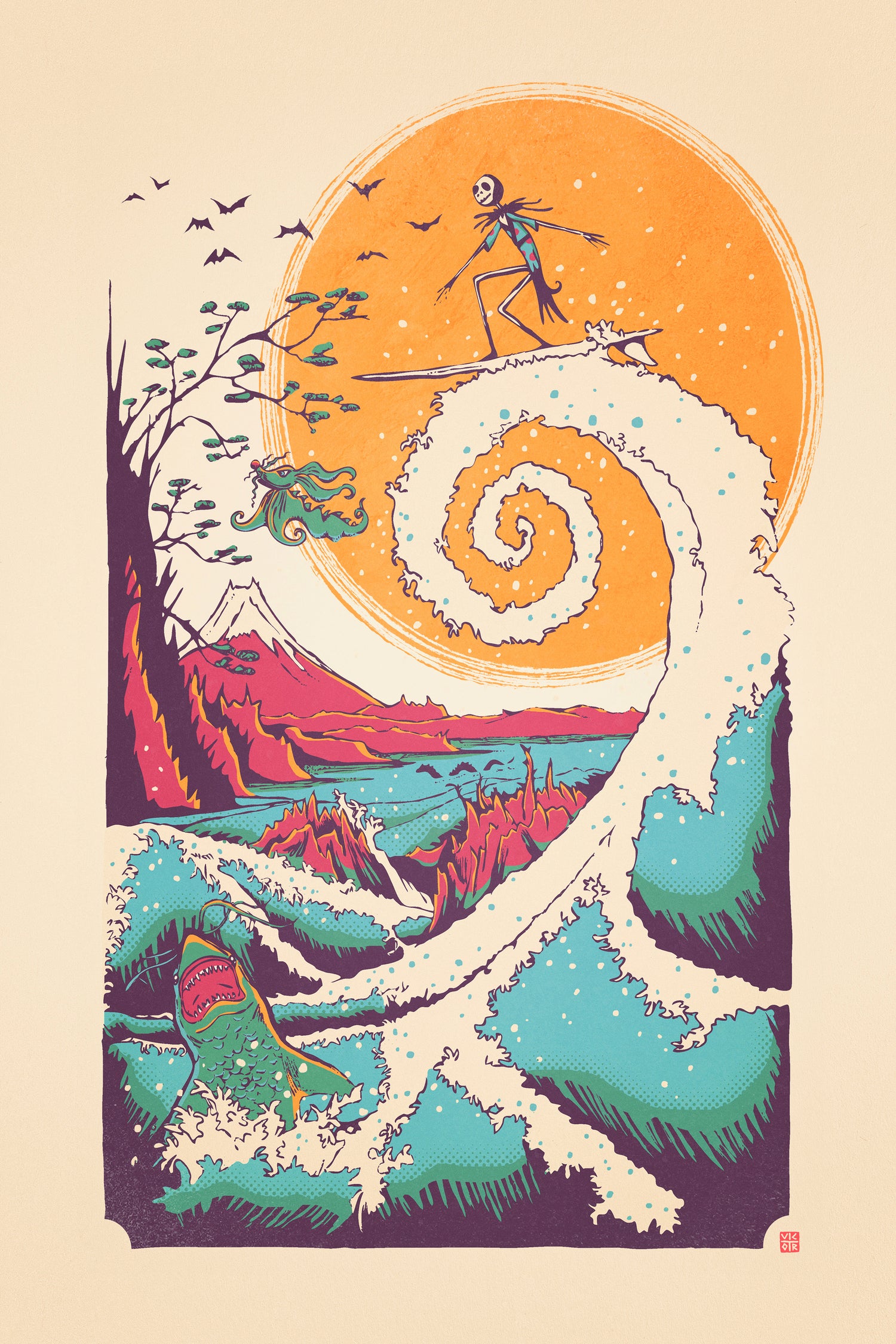 Surf Before Christmas by Victor Vercesi on GIANT ART - yellow digital drawing