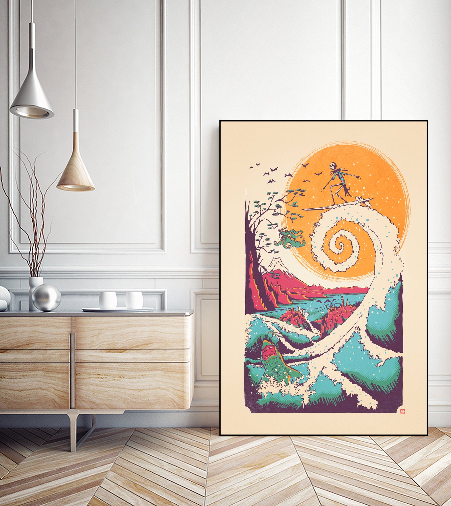 Surf Before Christmas by Victor Vercesi on GIANT ART - yellow digital drawing