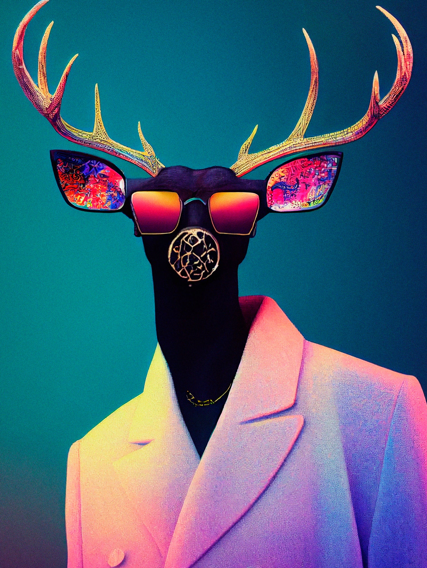 retro deer by M Maisur Amin on GIANT ART - black digital painting