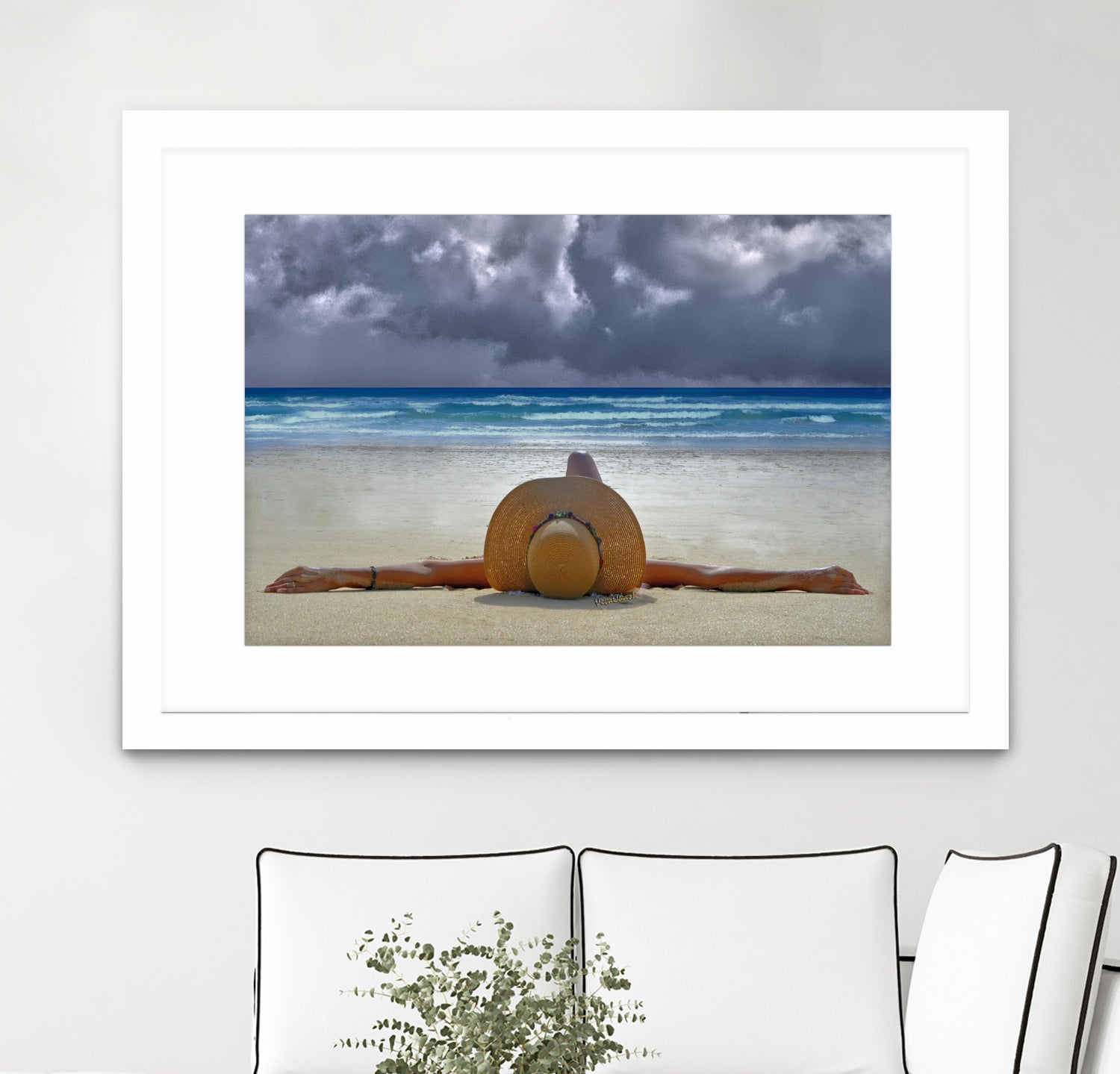 The Internationally Recognized Opinionist On the Beach by charles sinklier on GIANT ART - blue photo illustration