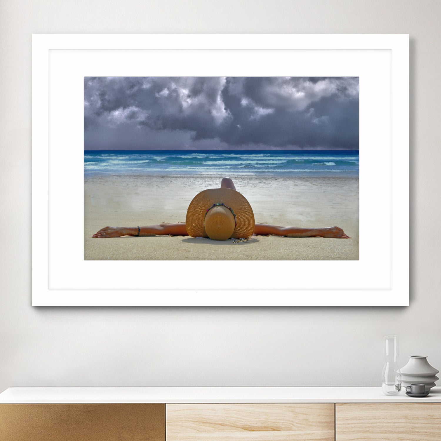 The Internationally Recognized Opinionist On the Beach by charles sinklier on GIANT ART - blue photo illustration