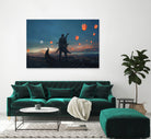 Sky Lanterns by Ling Wang on GIANT ART - blue digital painting