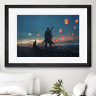 Sky Lanterns by Ling Wang on GIANT ART - blue digital painting