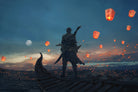 Sky Lanterns by Ling Wang on GIANT ART - blue digital painting