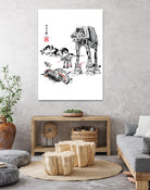 Battle in the Snow sumi-e by Antonio Camarena on GIANT ART - white digital painting
