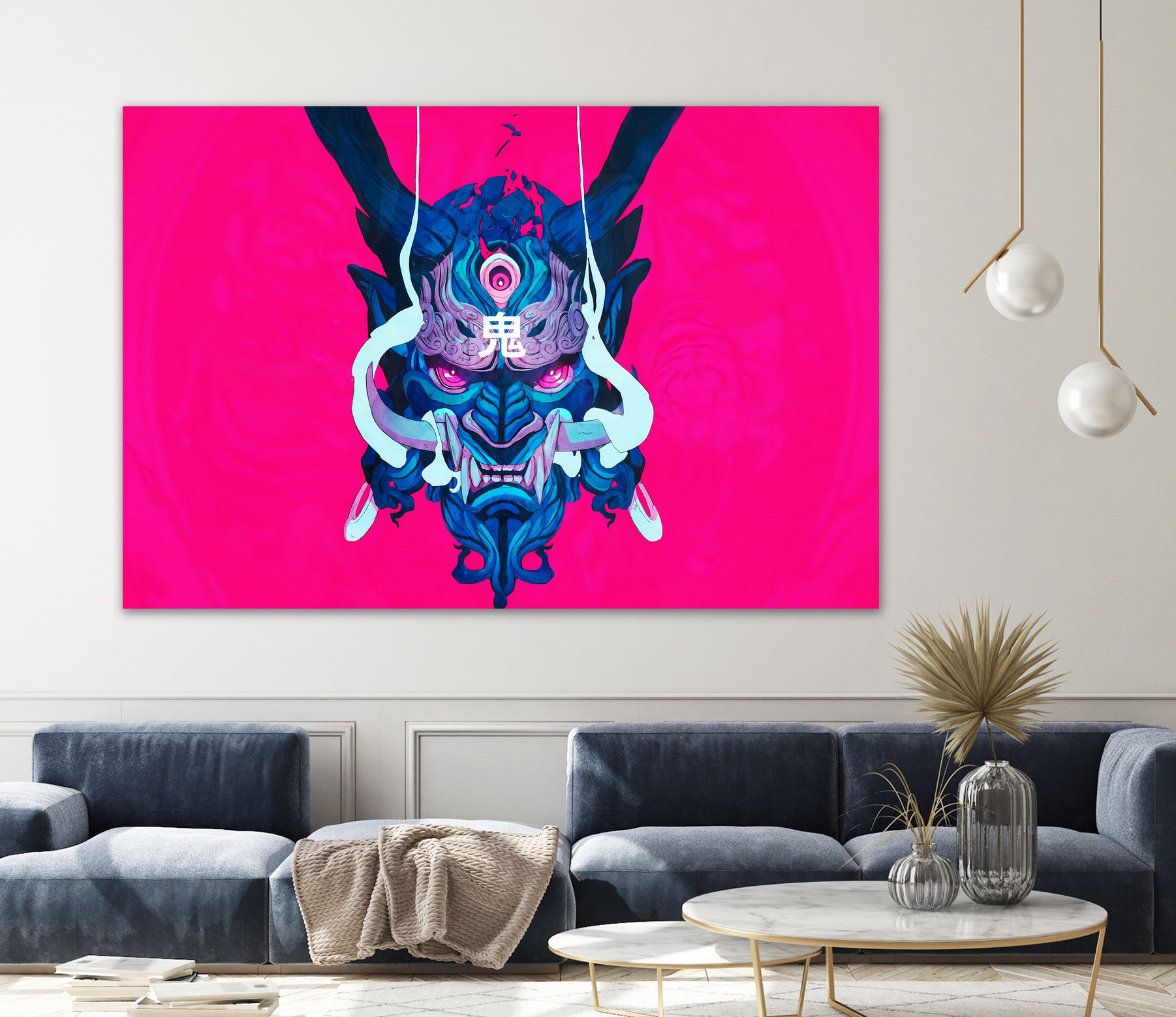 Oni Demon Mask Samurai by Edo Agus Setiawan on GIANT ART - pink photo illustration