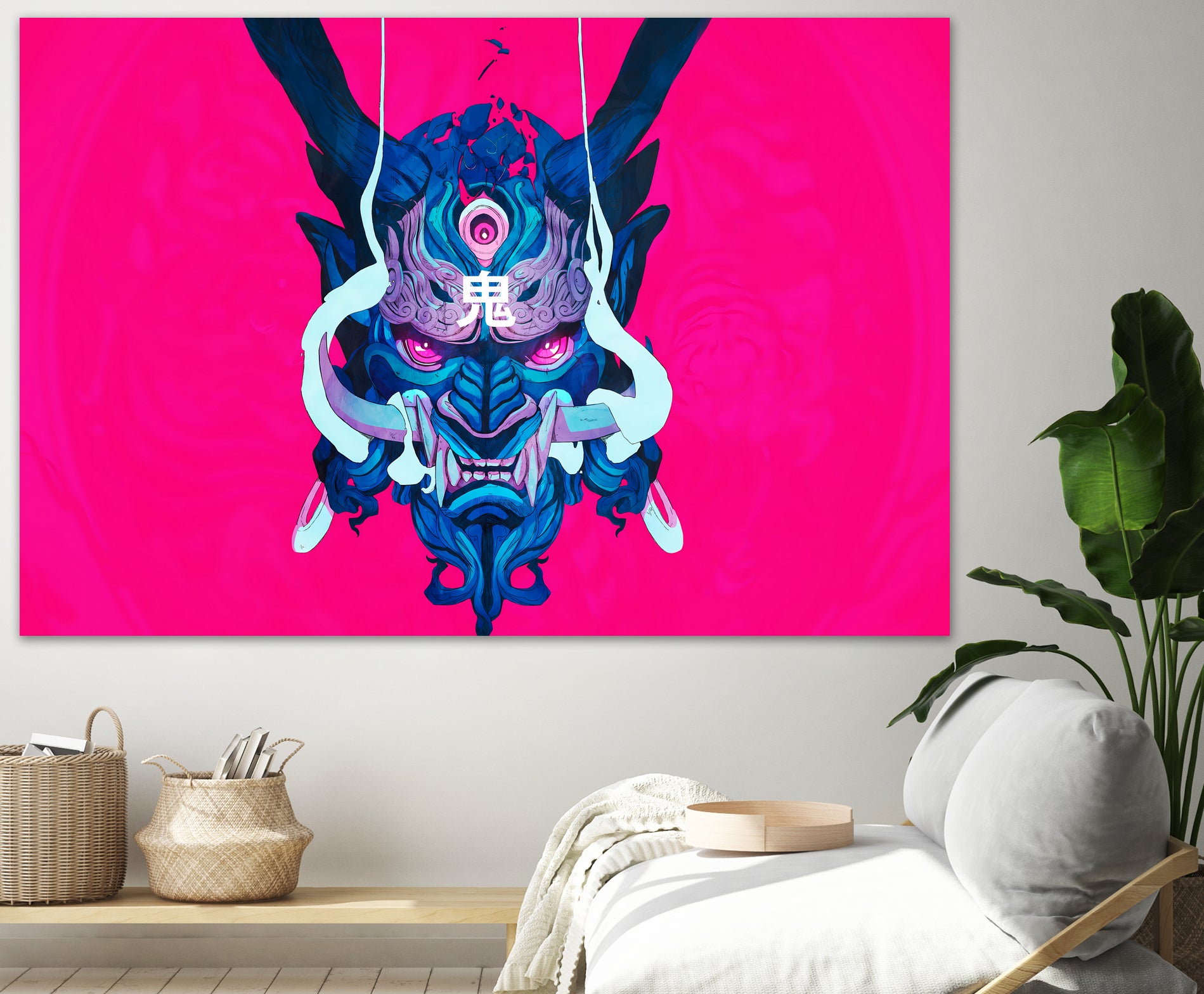 Oni Demon Mask Samurai by Edo Agus Setiawan on GIANT ART - pink photo illustration