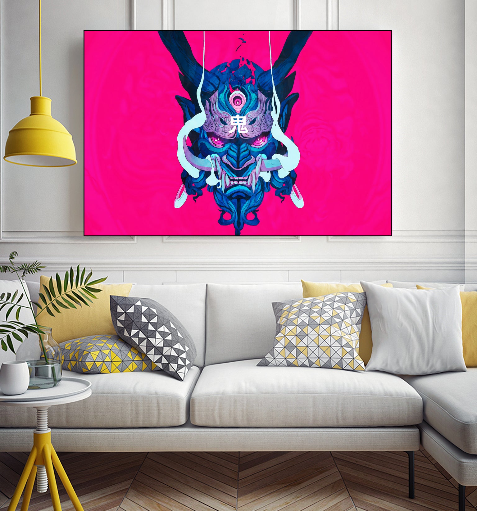 Oni Demon Mask Samurai by Edo Agus Setiawan on GIANT ART - pink photo illustration