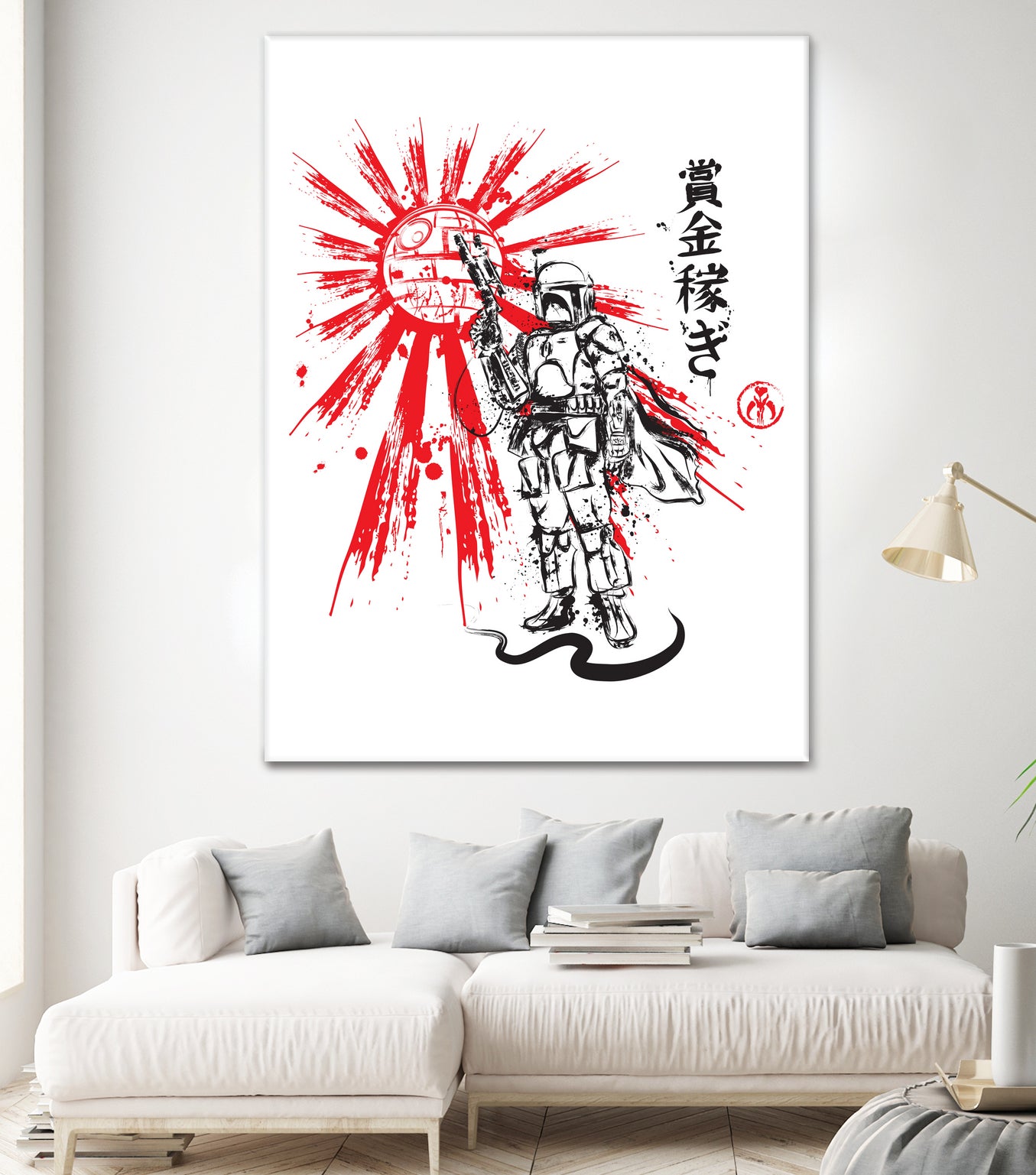 Mandalorian Warrior sumi-e by Antonio Camarena on GIANT ART - white digital painting