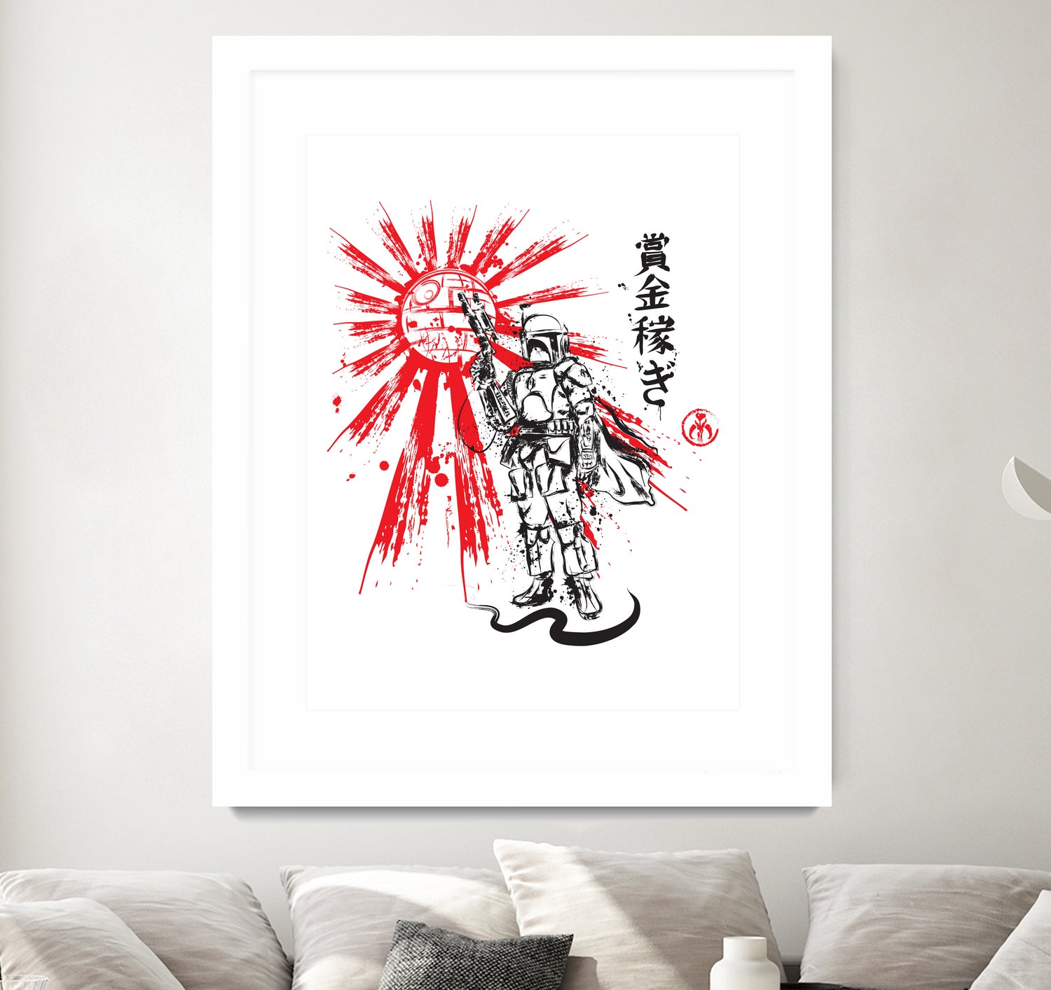 Mandalorian Warrior sumi-e by Antonio Camarena on GIANT ART - white digital painting