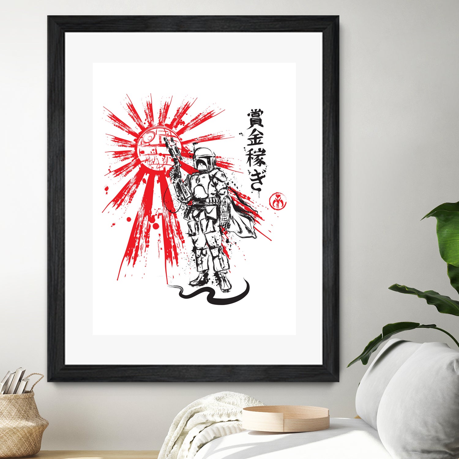 Mandalorian Warrior sumi-e by Antonio Camarena on GIANT ART - white digital painting