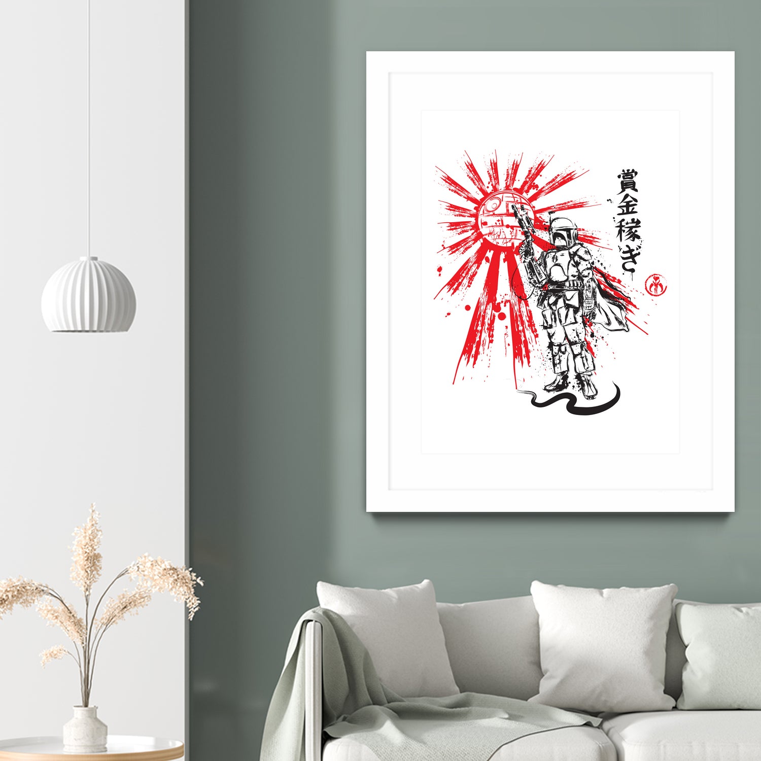 Mandalorian Warrior sumi-e by Antonio Camarena on GIANT ART - white digital painting