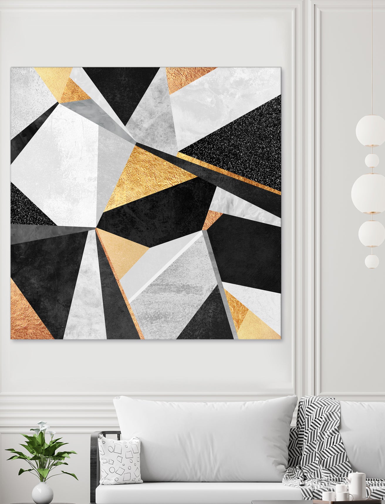 Geometry / Gold by Elisabeth Fredriksson on GIANT ART - yellow mixed media