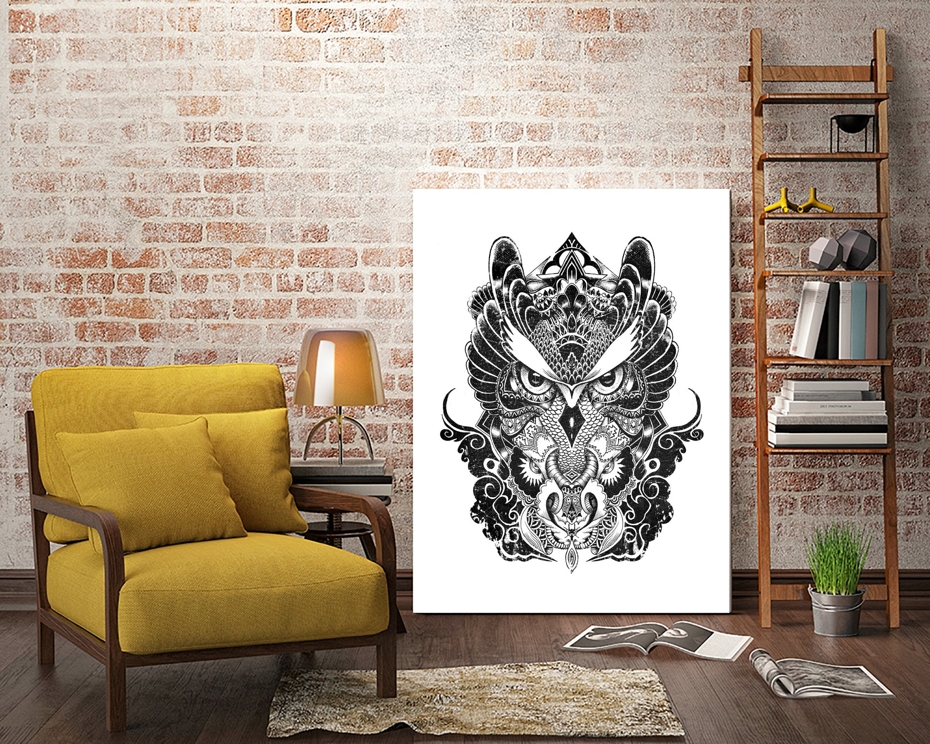 Owl and Dragon by Salvatore C. De Simone on GIANT ART - black mixed media
