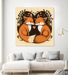 foxes in love by Haris Kavalla on GIANT ART - brown photo illustration