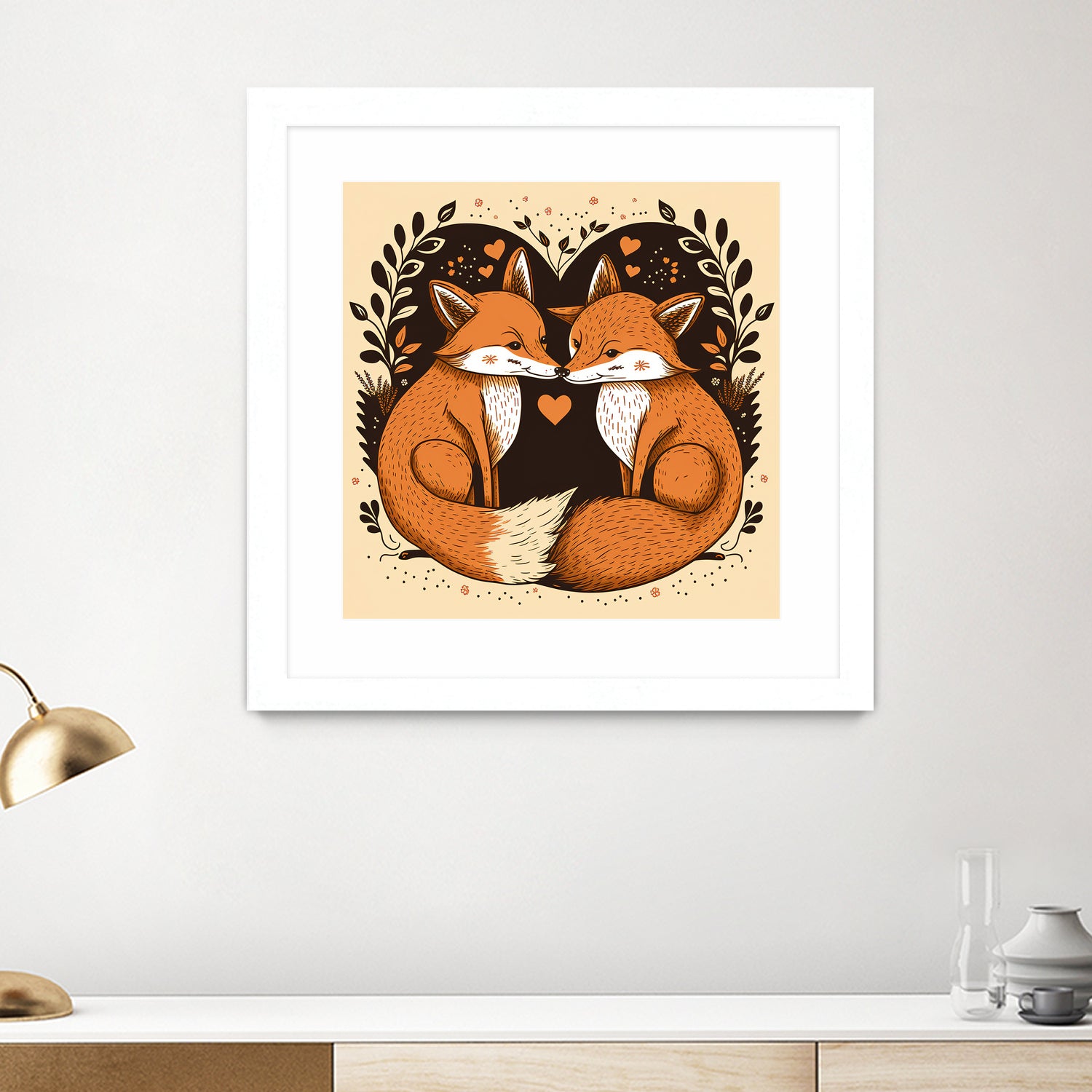 foxes in love by Haris Kavalla on GIANT ART - brown photo illustration