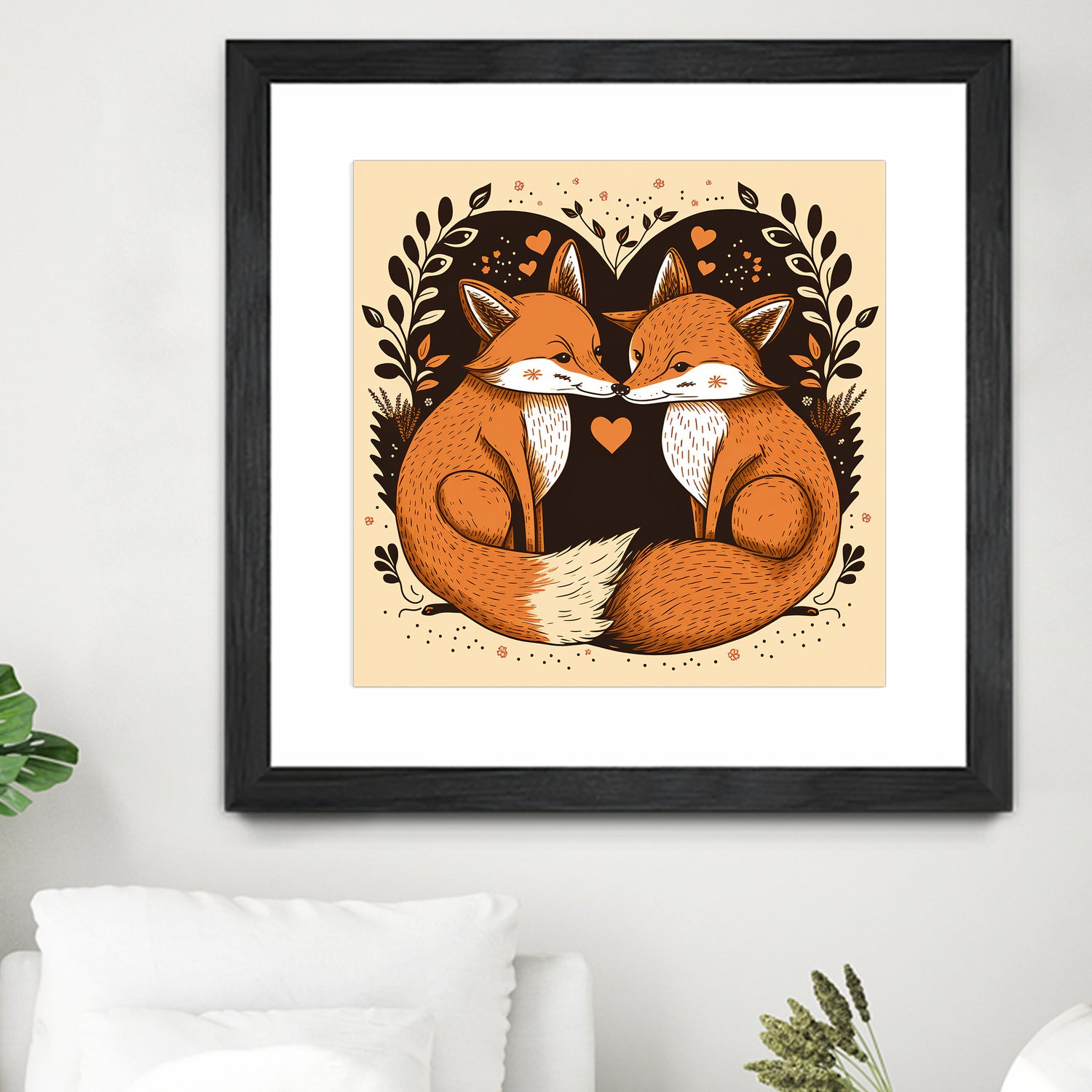 foxes in love by Haris Kavalla on GIANT ART - brown photo illustration